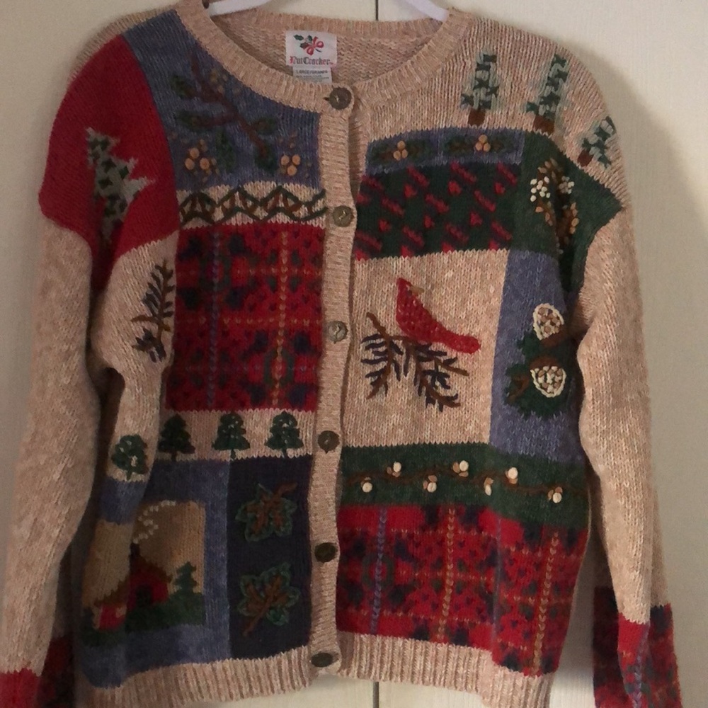 Woman’s fall Y2k VTG nutcracker embroidered holiday Christmas festive sweater